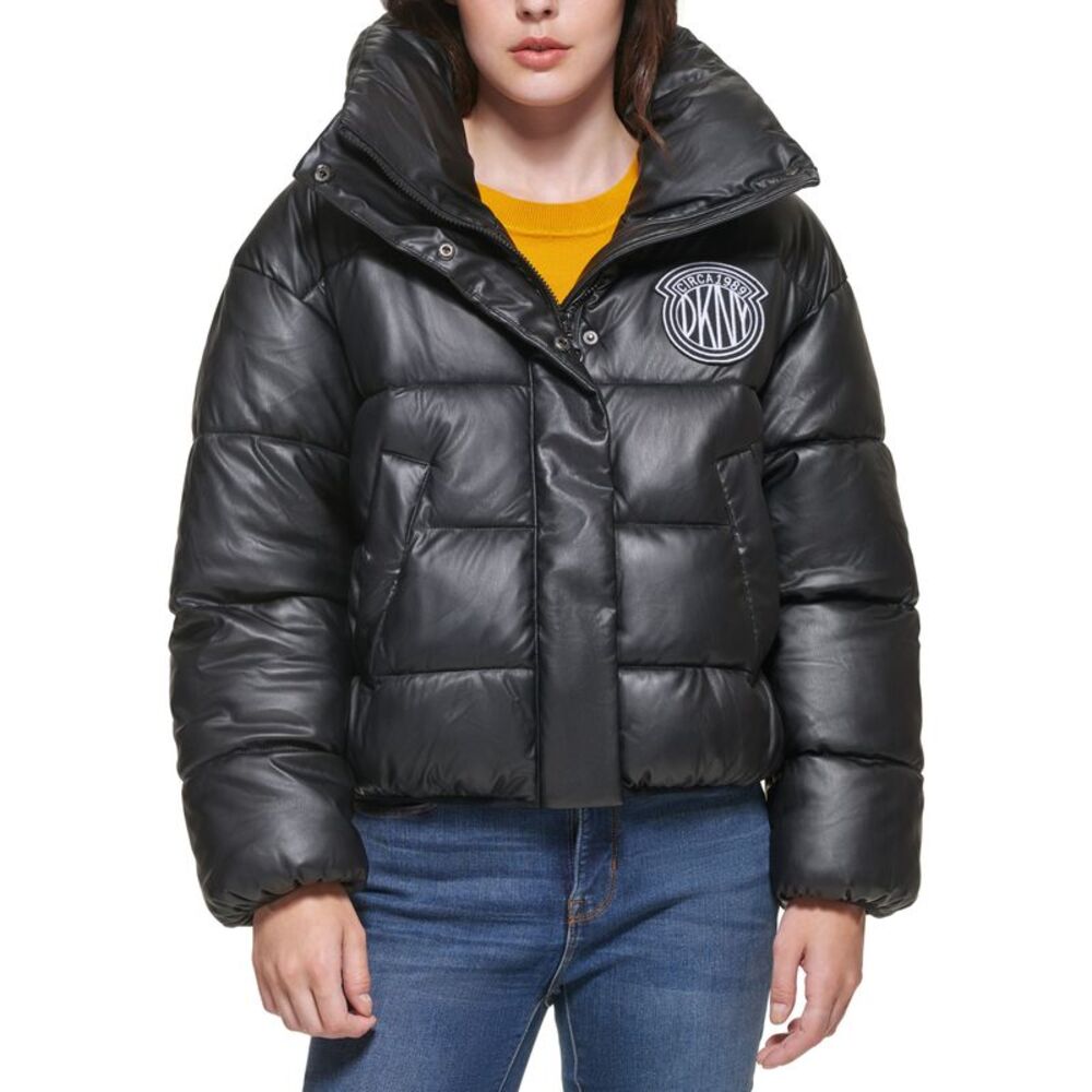 DKNY Jeans Faux Leather Puffer Jacket